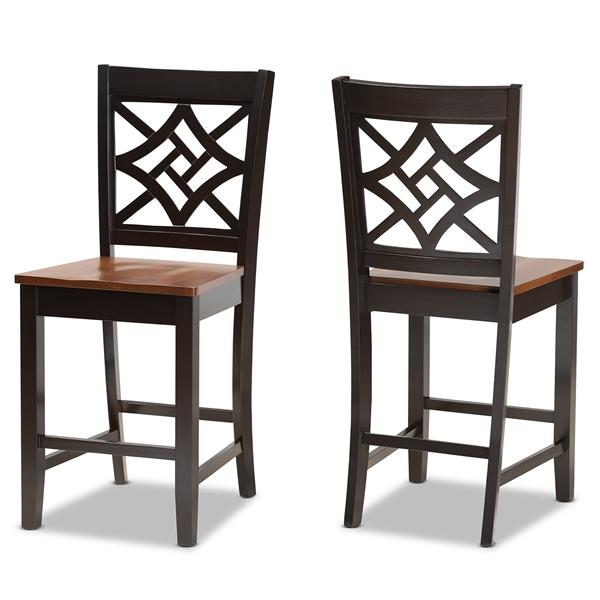 baxton studio Baxton Studio Nicolette Modern and Contemporary Two-Tone Dark Brown and Walnut Brown Finished Wood 2-Piece Counter Stool Set