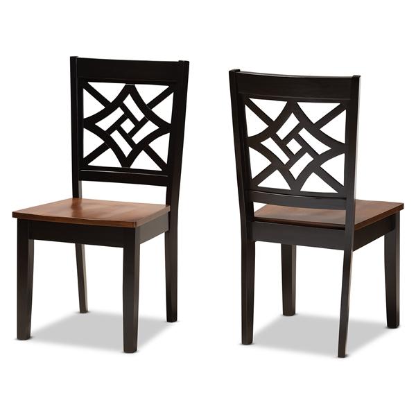 baxton studio Baxton Studio Nicolette Modern and Contemporary Two-Tone Dark Brown and Walnut Brown Finished Wood 2-Piece Dining Chair Set