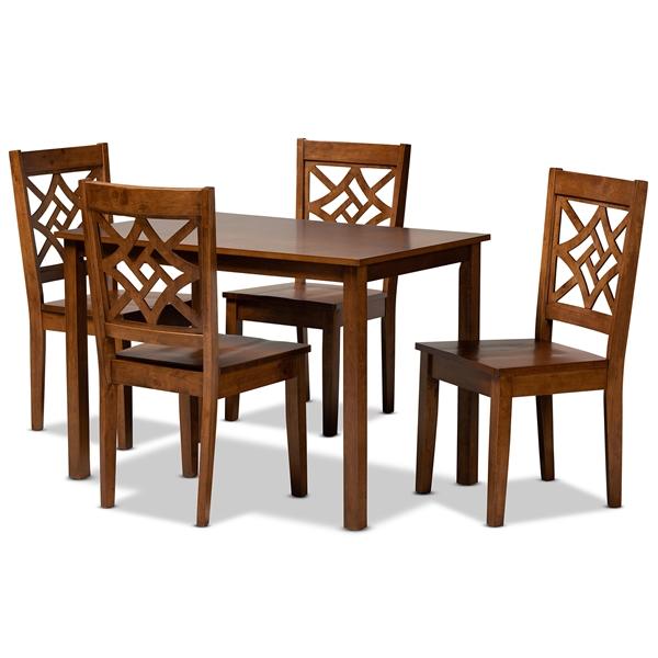 baxton studio Baxton Studio Nicolette Modern and Contemporary Walnut Brown Finished Wood 5-Piece Dining Set