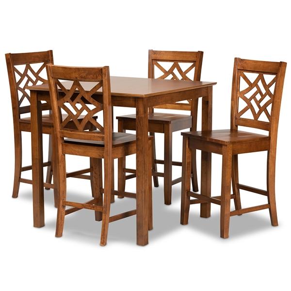 baxton studio Baxton Studio Nicolette Modern and Contemporary Walnut Brown Finished Wood 5-Piece Pub Set