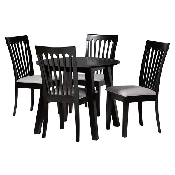 baxton studio Baxton Studio Nina Modern Grey Fabric and Espresso Brown Finished Wood 5-Piece Dining Set