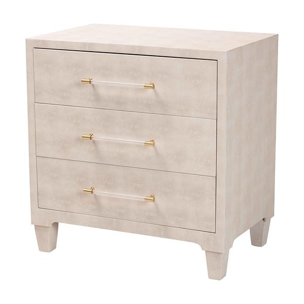 baxton studio Baxton Studio Nira Modern Beige Faux Shagreen 3-Drawer Storage Cabinet