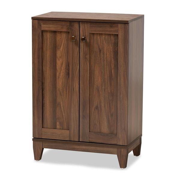 baxton studio Baxton Studio Nissa Modern and Contemporary Walnut Brown Finished Wood 2-Door Shoe Storage Cabinet
