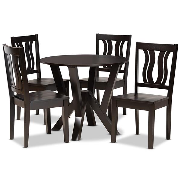 baxton studio Baxton Studio Noelia Modern and Contemporary Transitional Dark Brown Finished Wood 5-Piece Dining Set