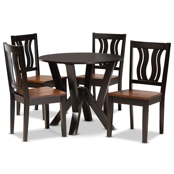 baxton studio Baxton Studio Noelia Modern and Contemporary Transitional Two-Tone Dark Brown and Walnut Brown Finished Wood 5-Piece Dining Set