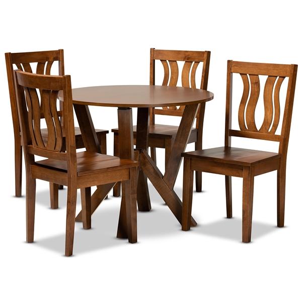 baxton studio Baxton Studio Noelia Modern and Contemporary Transitional Walnut Brown Finished Wood 5-Piece Dining Set