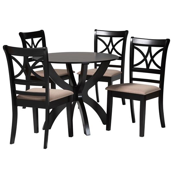 baxton studio Baxton Studio Noemi Modern Beige Fabric and Dark Brown Finished Wood 5-Piece Dining Set