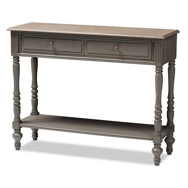 baxton studio Baxton Studio Noemie Country Cottage Farmhouse Brown Finished 2-Drawer Console Table