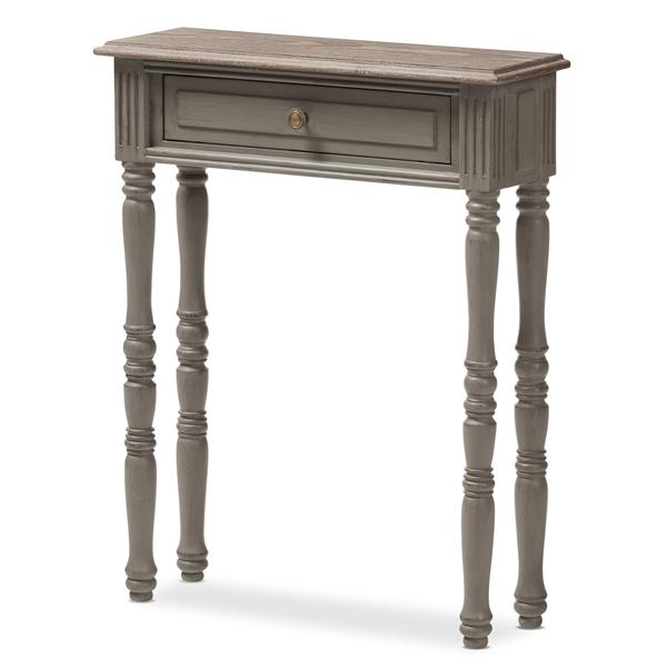 baxton studio Baxton Studio Noemie Country Cottage Farmhouse Brown Finished 1-Drawer Console Table
