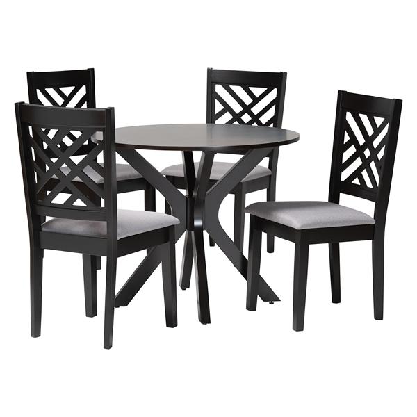 baxton studio Baxton Studio Norah Modern Grey Fabric and Dark Brown Finished Wood 5-Piece Dining Set