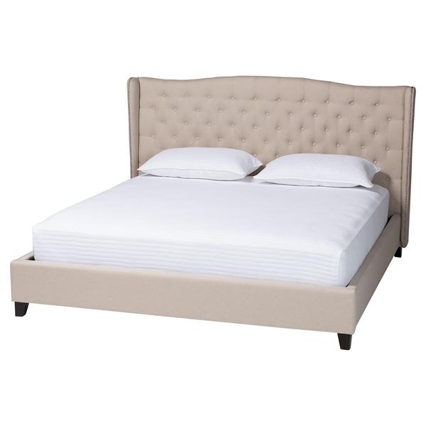 baxton studio Baxton Studio Norwich Light Beige Linen Modern Platform Bed ?King Size