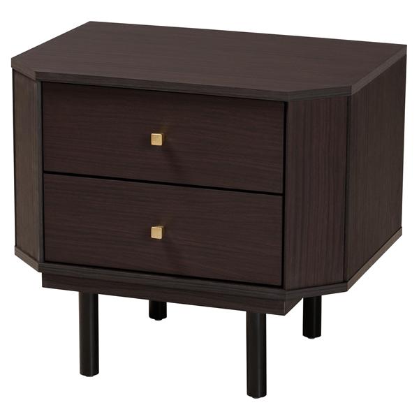 baxton studio Baxton Studio Norwood Modern Transitional Two-Tone Black and Espresso Brown Finished Wood 2-Drawer End Table