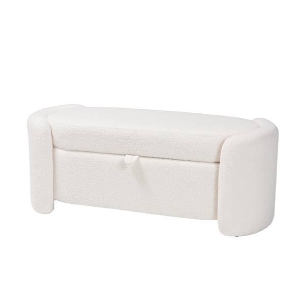 baxton studio Baxton Studio Oakes Modern and Contemporary Ivory Boucle Upholstered Storage Bench