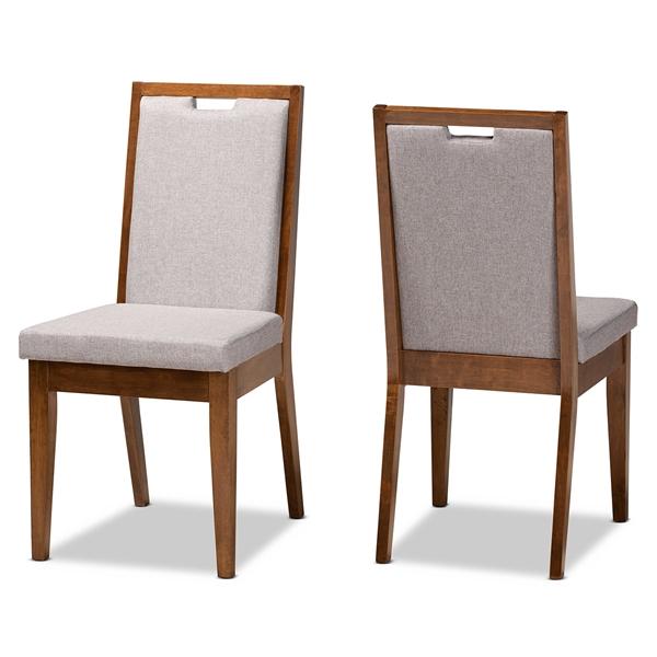 baxton studio Baxton Studio Octavia Modern and Contemporary Grey Fabric Upholstered and Walnut Brown Finished Wood 2-Piece Dining Chair Set