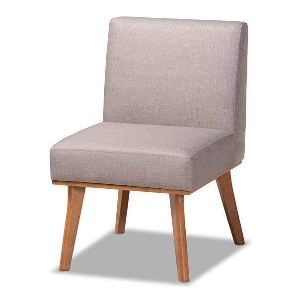 baxton studio Baxton Studio Odessa Mid-Century Modern Grey Fabric Upholstered and Walnut Brown Finished Wood Dining Chair