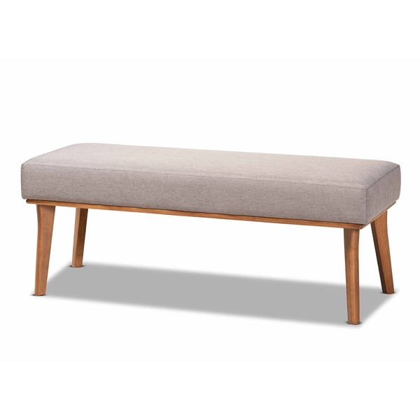 baxton studio Baxton Studio Odessa Mid-Century Modern Grey Fabric Upholstered and Walnut Brown Finished Wood Dining Bench