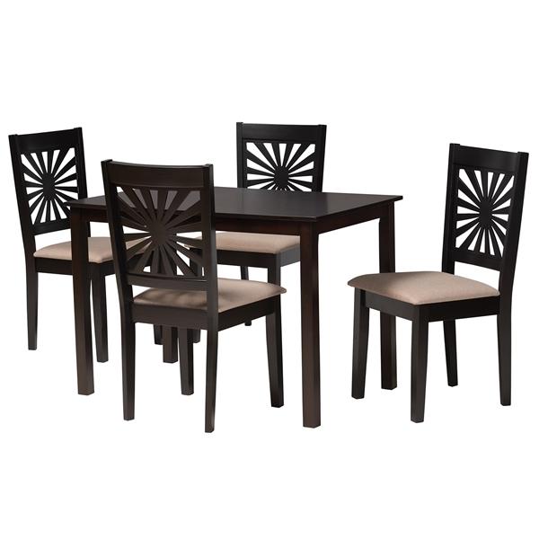 baxton studio Baxton Studio Olympia Modern Beige Fabric and Espresso Brown Finished Wood 5-Piece Dining Set
