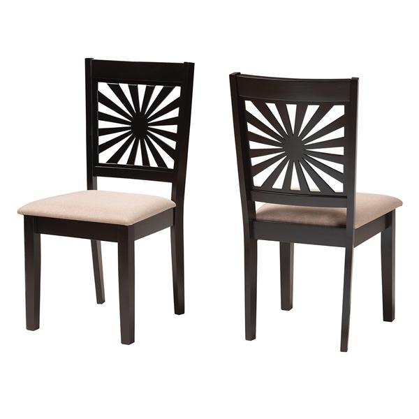 baxton studio Baxton Studio Olympia Modern Beige Fabric and Espresso Brown Finished Wood 2-Piece Dining Chair Set