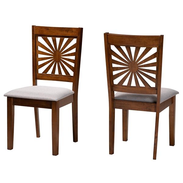 baxton studio Baxton Studio Olympia Modern Grey Fabric and Walnut Brown Finished Wood 2-Piece Dining Chair Set