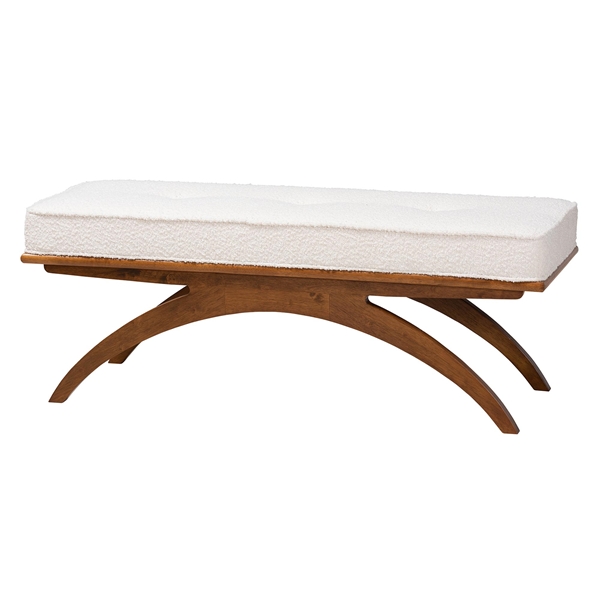 baxton studio Baxton Studio Orella Japandi Cream Boucle Fabric and Walnut Brown Finished Wood Bench