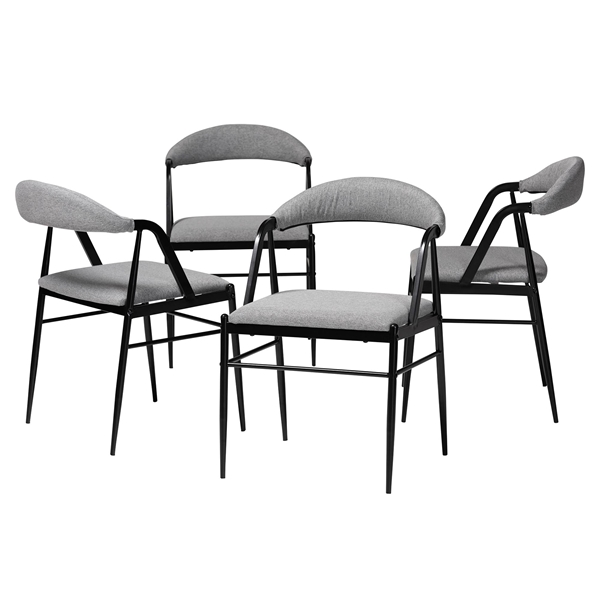 baxton studio Baxton Studio Orrin Modern Industrial Grey Fabric and Metal 4-Piece Dining Chair Set
