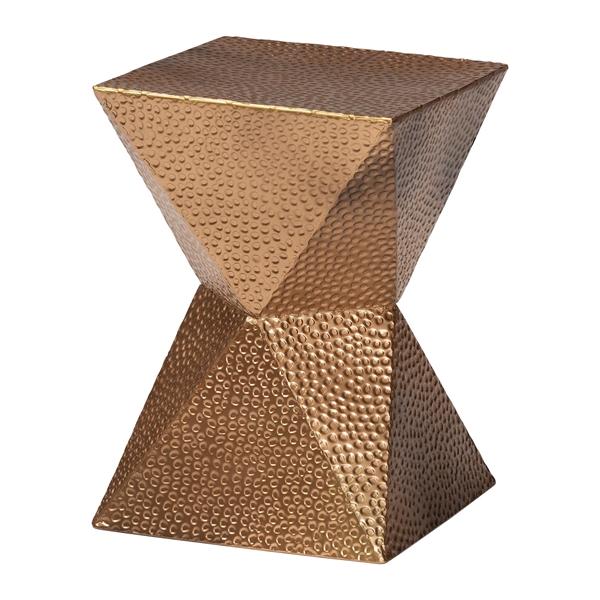 baxton studio Baxton Studio Pacey Textured Metal Accent Table - Geometric Gold Side Table with Hourglass Silhouette for Indoor or Semi-Outdoor Use