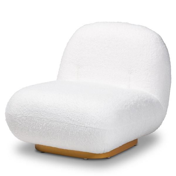 baxton studio Baxton Studio Paiva Modern and Contemporary White Boucle Upholstered and Brushed Gold Finished Accent Chair