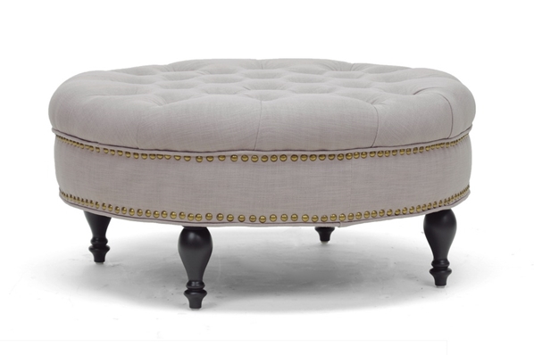 baxton studio Baxton Studio Palfrey Beige Linen Modern Tufted Ottoman