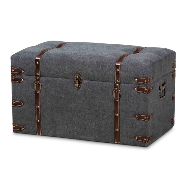 baxton studio Baxton Studio Palma Modern and Contemporary Transitional Grey Fabric Upholstered Storage Trunk Ottoman