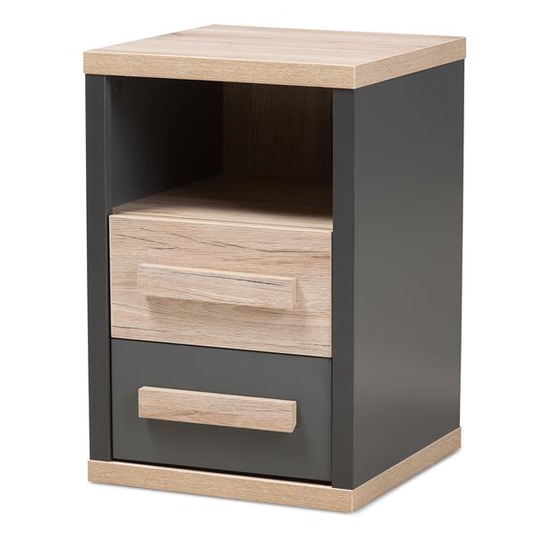 baxton studio Baxton Studio Pandora Modern and Contemporary Dark Grey and Light Brown Two-Tone 2-Drawer Nightstand