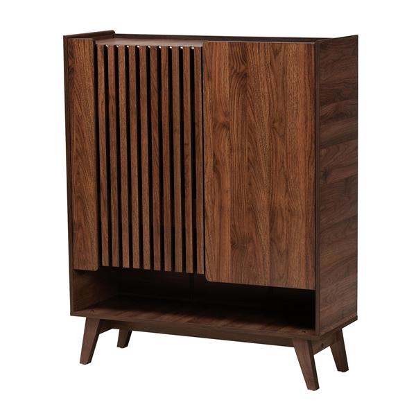 baxton studio Baxton Studio Paricia Mid-Century Modern Walnut Brown Finished Wood Shoe Cabinet