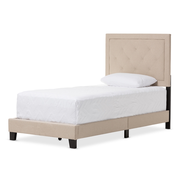 baxton studio Baxton Studio Paris Modern and Contemporary Beige Linen Upholstered Twin Size Tufting Bed