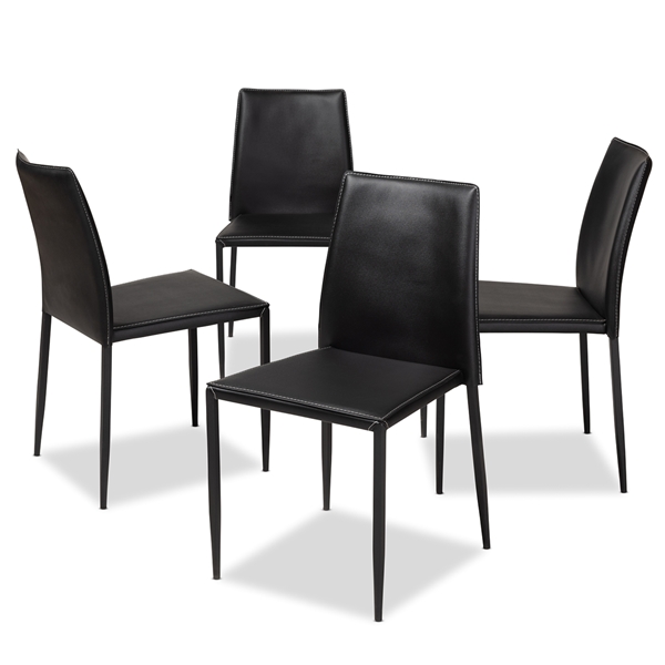 baxton studio Baxton Studio Pascha Modern and Contemporary Black Faux Leather Upholstered Dining Chair (Set of 4)