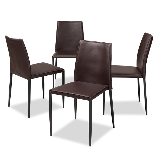baxton studio Baxton Studio Pascha Modern and Contemporary Brown Faux Leather Upholstered Dining Chair (Set of 4)