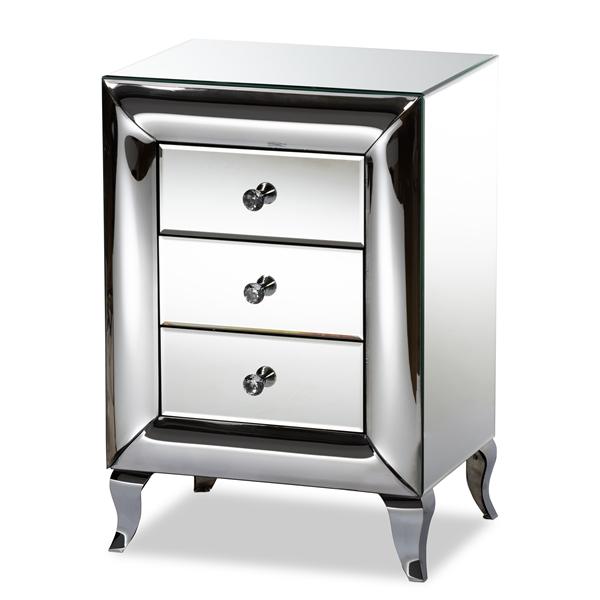 baxton studio Baxton Studio Pauline Contemporary Glam and Luxe Mirrored 3-Drawer End Table