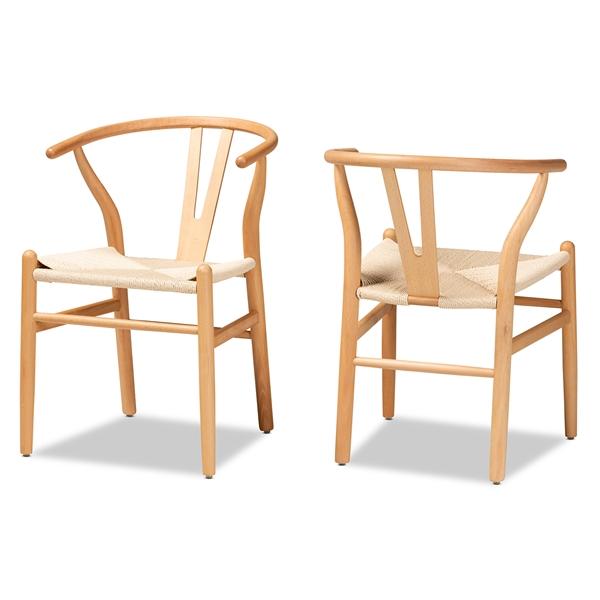 baxton studio Baxton Studio Paxton Modern and Contemporary Natural Brown Finished Wood 2-Piece Dining Chair Set