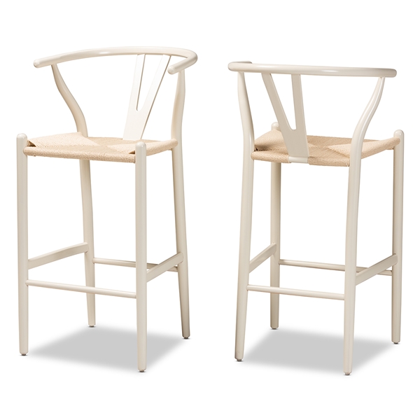 baxton studio Baxton Studio Paxton Modern and Contemporary White Finished Wood 2-Piece Bar Stool Set