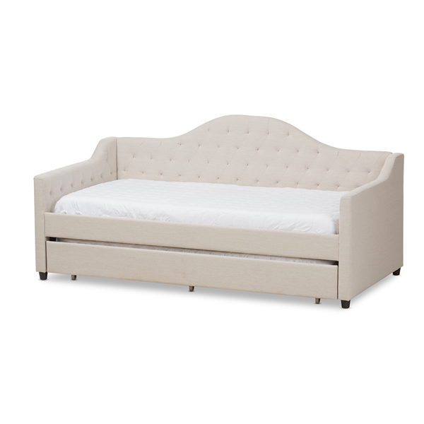 baxton studio Baxton Studio Perry Modern and Contemporary Light Beige Fabric Daybed with Trundle
