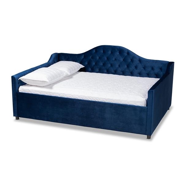baxton studio Baxton Studio Perry Modern and Contemporary Navy Blue Velvet Fabric Upholstered and Button Tufted Full Size Daybed