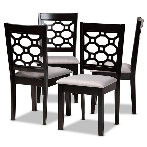 baxton studio Baxton Studio Peter Modern and Contemporary Grey Fabric Upholstered and Dark Brown Finished Wood 4-Piece Dining Chair Set