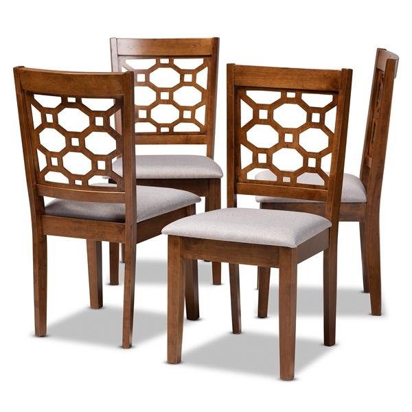 baxton studio Baxton Studio Peter Modern and Contemporary Grey Fabric Upholstered and Walnut Brown Finished Wood 4-Piece Dining Chair Set
