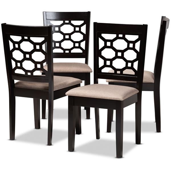 baxton studio Baxton Studio Peter Modern and Contemporary Sand Fabric Upholstered and Dark Brown Finished Wood 4-Piece Dining Chair Set