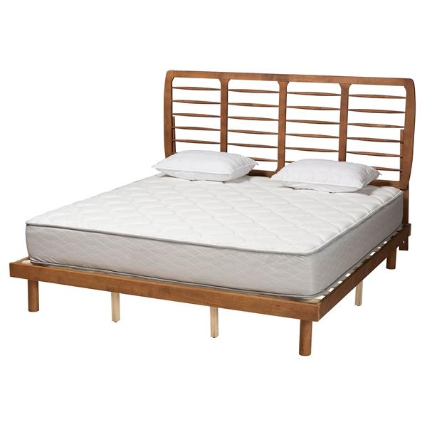baxton studio Baxton Studio Petra Mid-Century Modern Ash Walnut Finished Wood King Size Platform Bed