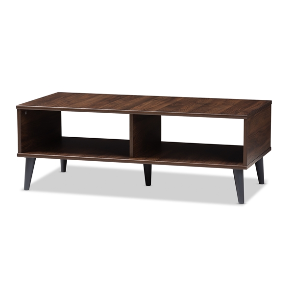 baxton studio Baxton Studio Pierre Mid-Century Modern Brown and Dark Grey Finished Wood Coffee Table