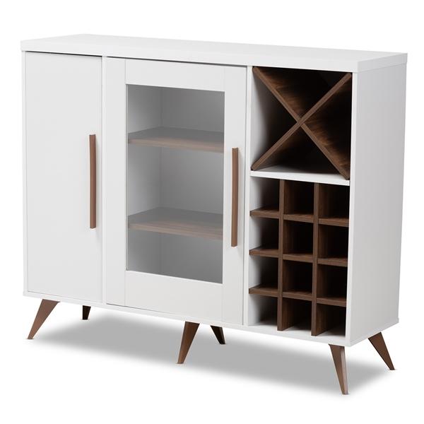 baxton studio Baxton Studio Pietro Mid-Century Modern White and Brown Finished Wine Cabinet