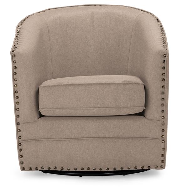 baxton studio Baxton Studio Porter Modern and Contemporary Classic Retro Beige Fabric Upholstered Swivel Tub Chair