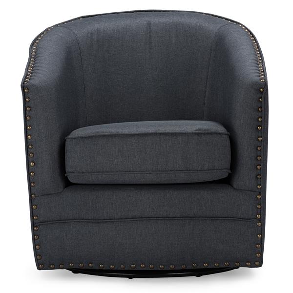 baxton studio Baxton Studio Porter Modern and Contemporary Classic Retro Grey Fabric Upholstered Swivel Tub Chair