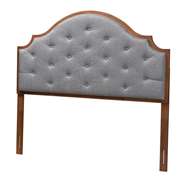 baxton studio Baxton Studio Premala Classic and Traditional Grey Fabric and Walnut Brown Finished Wood King Size Headboard