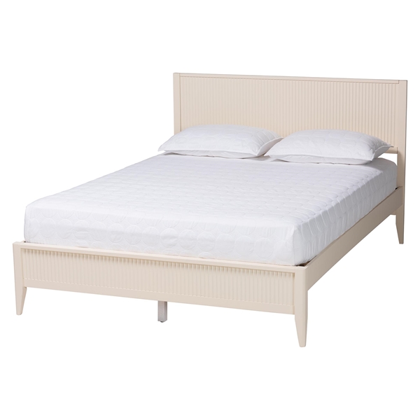 baxton studio Baxton Studio Primrose Mid-Century Ivory Fluted Wood King Size Platform Bed
