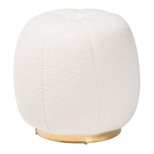 baxton studio Baxton Studio Raelynn Modern and Contemporary Ivory Boucle Upholstered and Gold Metal Ottoman
